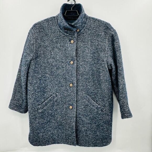 Poetry Single Breasted Wool Mohair Alpaca Coat Womens US 12 UK 16 Hip Length